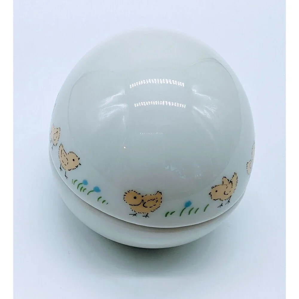 Vtg Easter Egg Trinket Box Baby Chicks Japan